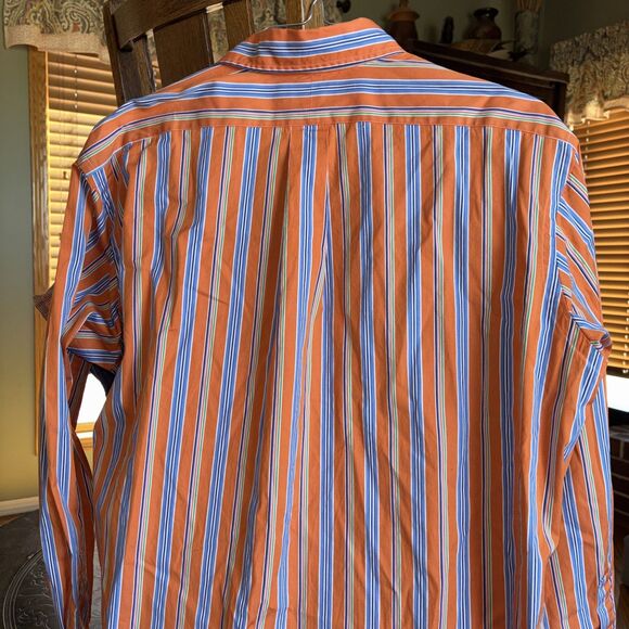 Polo Ralph Lauren Mens XL Classic Fit Oxford Button Down Orange Striped Classic - Picture 6 of 8